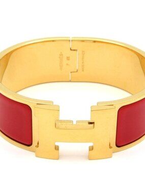 Hermes Bangle Clic Clac Gold Red Bracelet